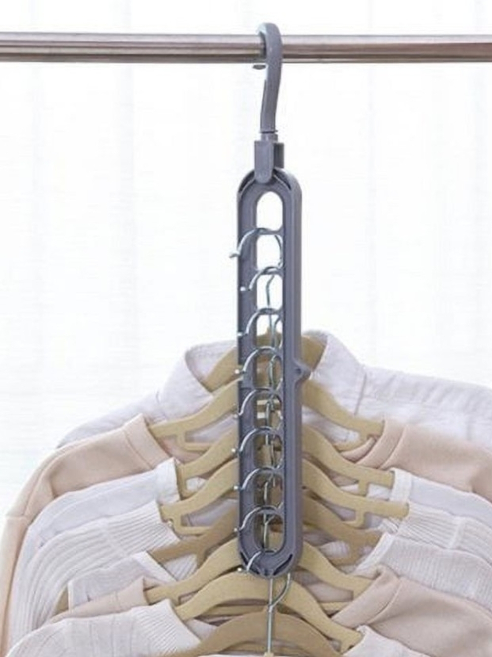 Space-Saving Hanger for Vertical or Horizontal Use Gray One